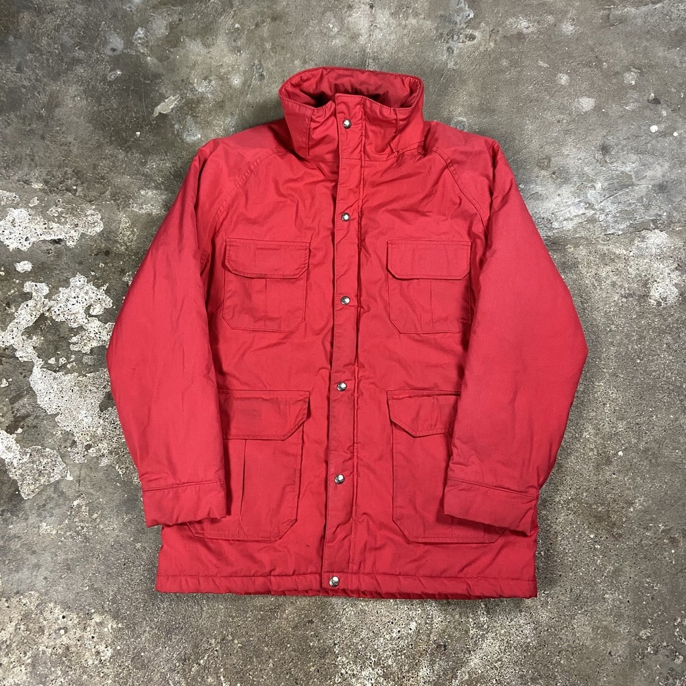 Vintage 80s Woolrich Mountain Parka Jacket Size Large Red Full Zip Hiking Wear